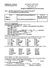 Đề thi Olympic môn Tiếng Anh Lớp 7 - Năm học 2014-2015 - Trường THCS Tan Ước (Có đáp án)